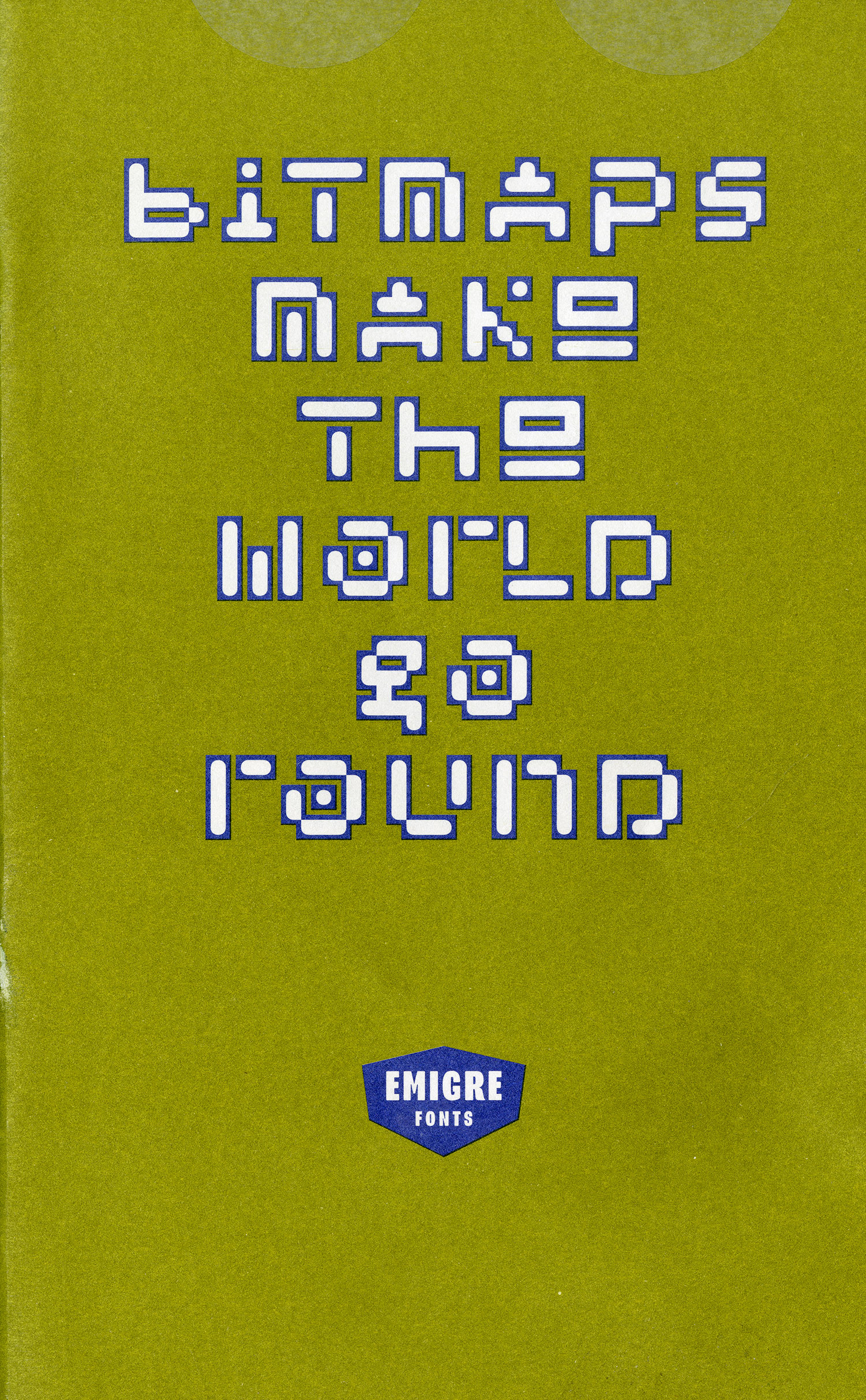 bitmapped type on green background